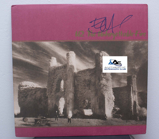 THE EDGE AUTOGRAPH SIGNED U2 THE UNFORGETTABLE FIRE ALBUM VINYL LP COA