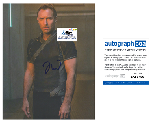 JUDE LAW AUTOGRAPH SIGNED 8x10 PHOTO CAPTAIN MARVEL ACOA