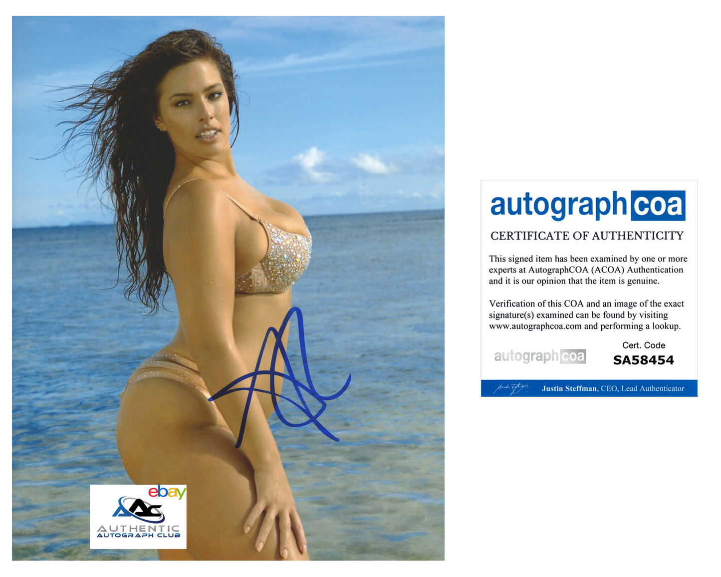 SUPERMODEL ASHLEY GRAHAM AUTOGRAPH SIGNED 8x10 PHOTO SPORTS ILLUSTRATED ACOA