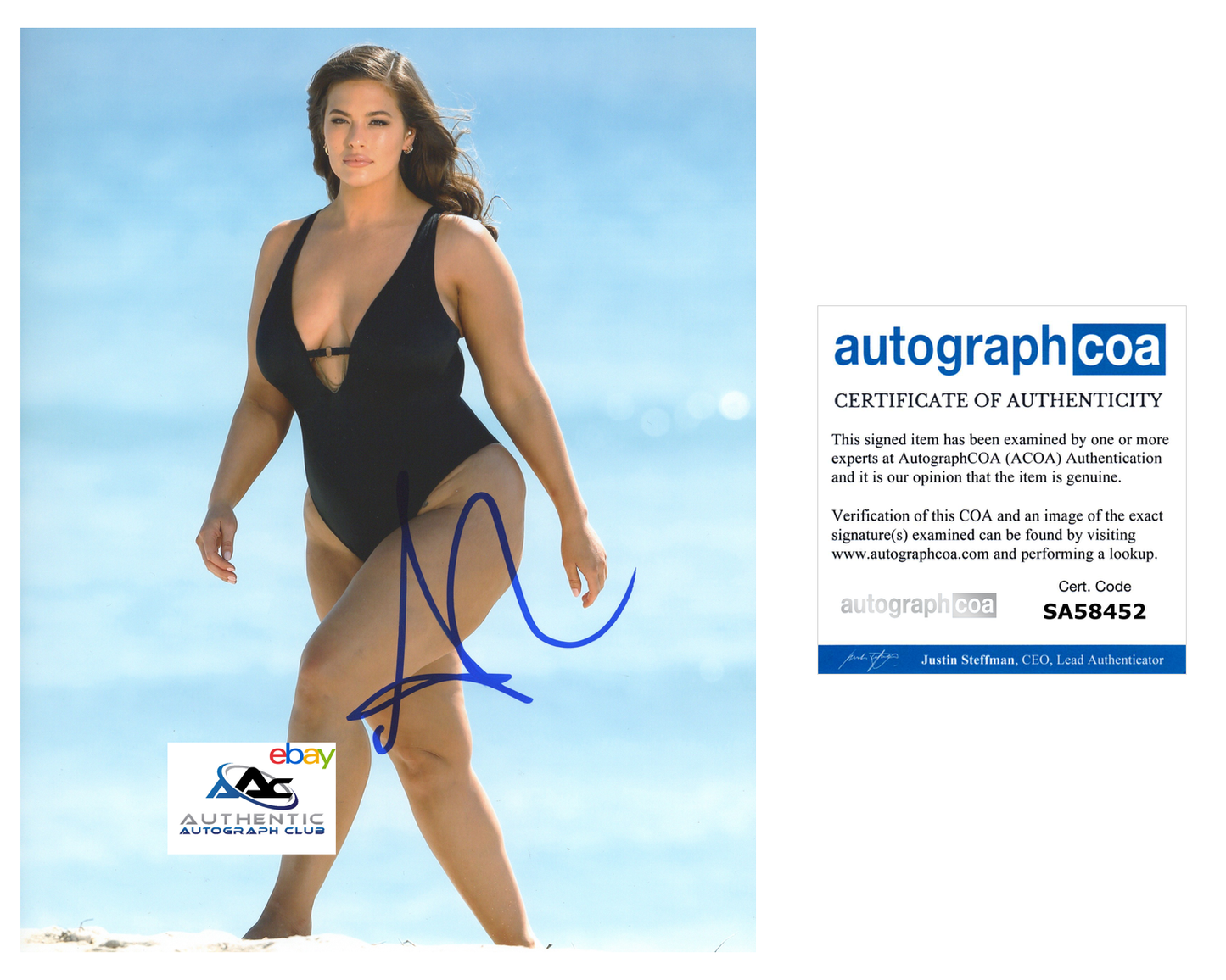 SUPERMODEL ASHLEY GRAHAM AUTOGRAPH SIGNED 8x10 PHOTO SPORTS ILLUSTRATED ACOA