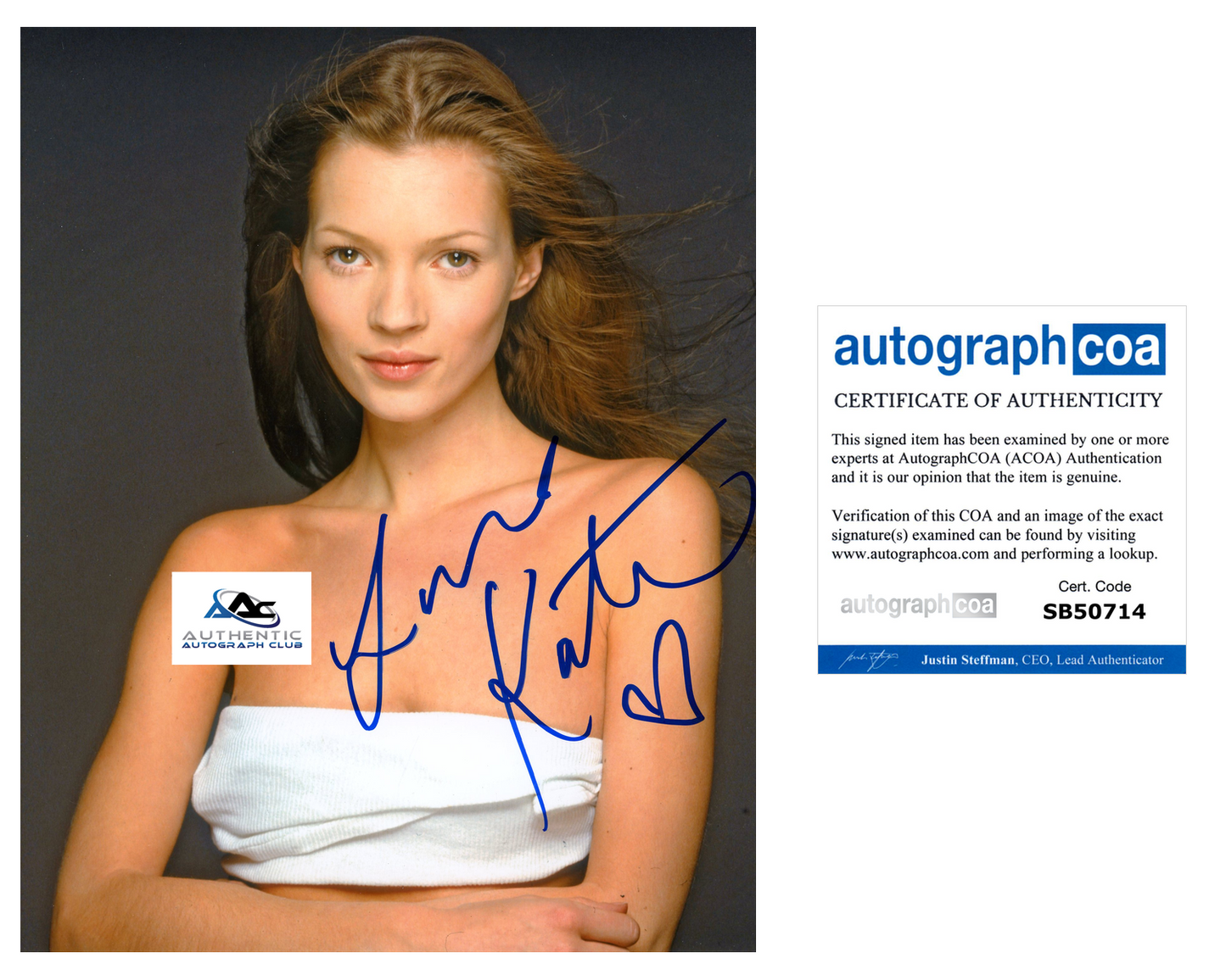 SUPERMODEL KATE MOSS AUTOGRAPH SIGNED 8X10 PHOTO ACOA COA