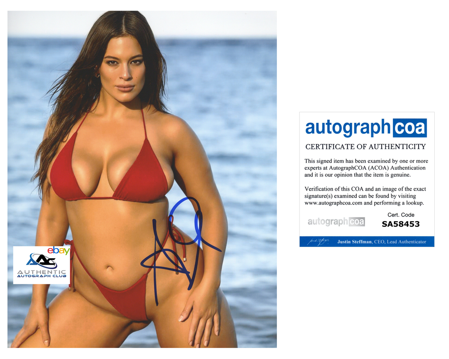 SUPERMODEL ASHLEY GRAHAM AUTOGRAPH SIGNED 8x10 PHOTO SPORTS ILLUSTRATED ACOA