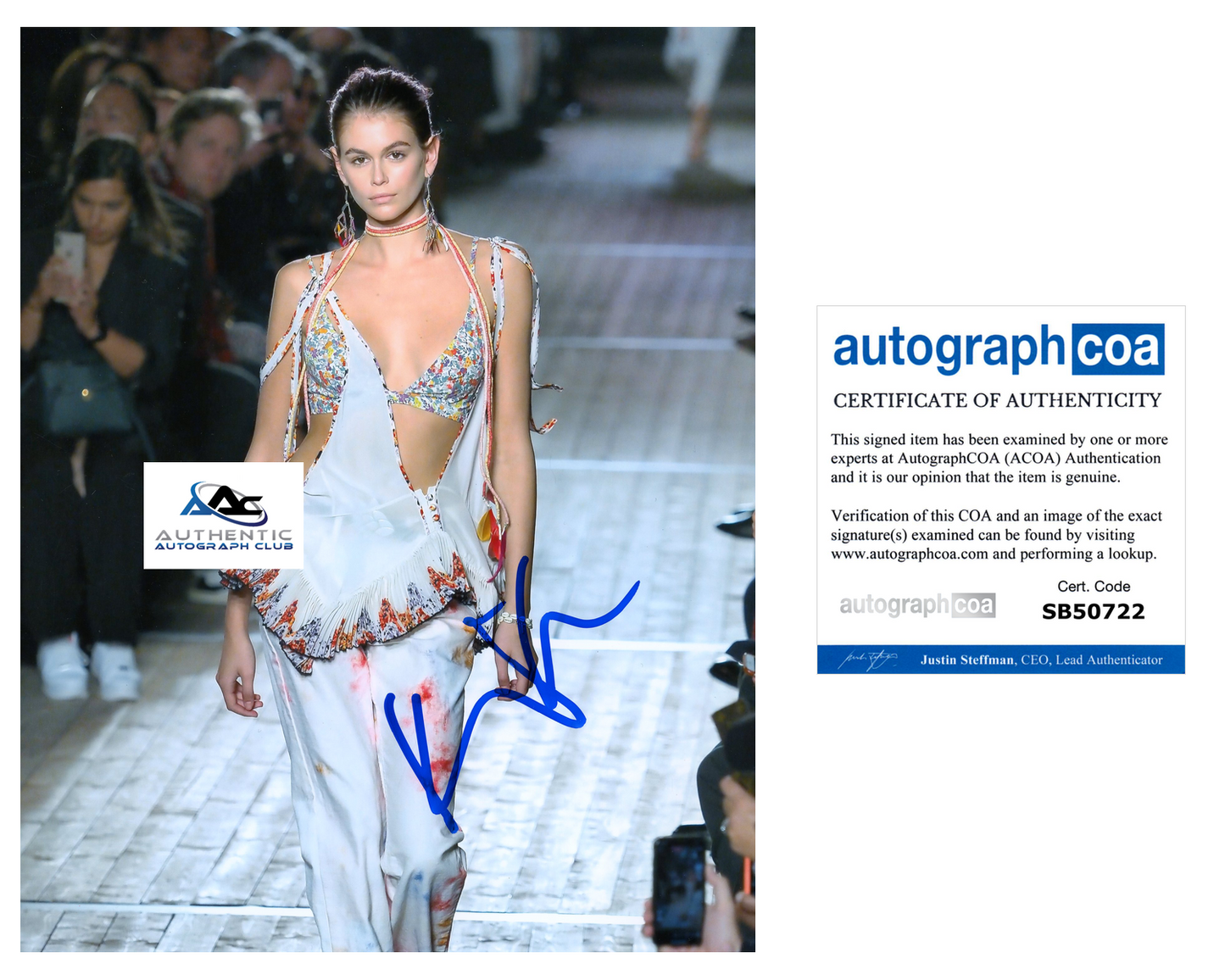 MODEL KAIA GERBER AUTOGRAPH SIGNED 8X10 PHOTO ACOA COA