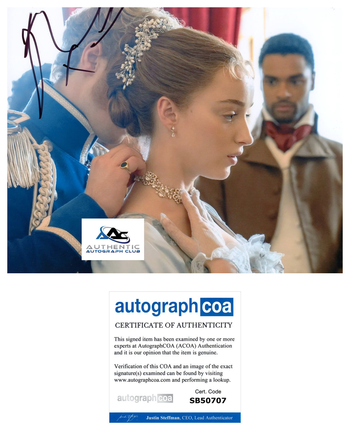 PHOEBE DYNEVOR AUTOGRAPH SIGNED 8X10 PHOTO BRIDGERTON ACOA