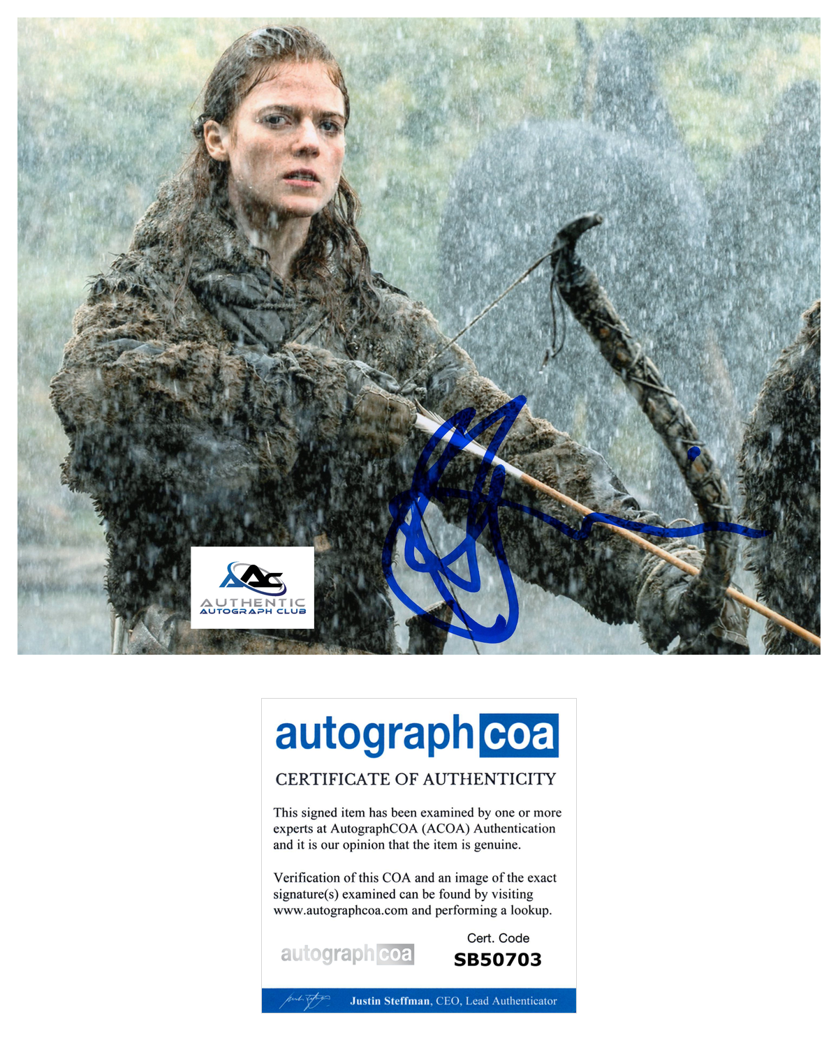 ROSE LESLIE AUTOGRAPH SIGNED 8X10 PHOTO GAME OF THRONES ACOA