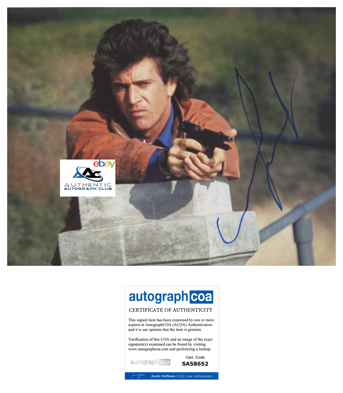 MEL GIBSON AUTOGRAPH SIGNED 11x14 PHOTO LETHAL WEAPON ACOA