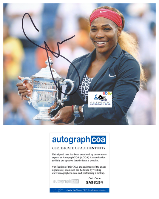 SERENA WILLIAMS AUTOGRAPH SIGNED 8X10 PHOTO TENNIS US OPEN, WIMBLEDON ACOA