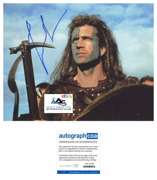 MEL GIBSON AUTOGRAPH SIGNED 11x14 PHOTO BRAVEHEART ACOA