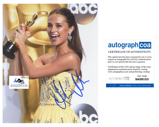 ALICIA VIKANDER AUTOGRAPH SIGNED 8X10 PHOTO TOMB RAIDER OSCAR WINNER ACOA COA