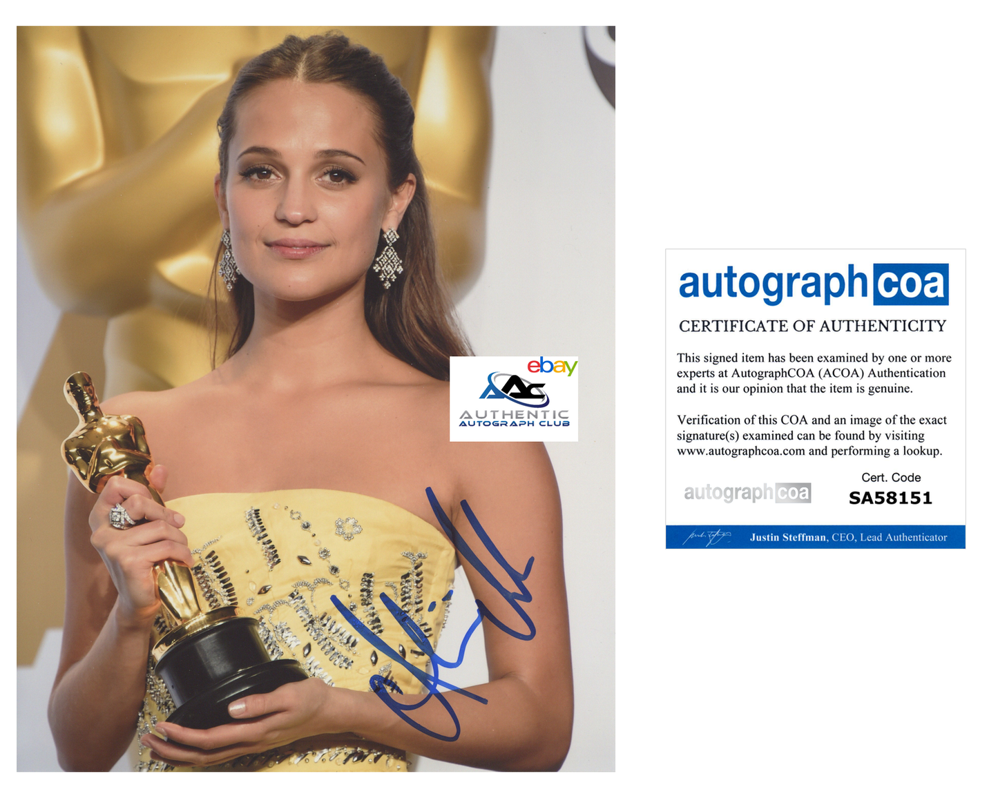 ALICIA VIKANDER AUTOGRAPH SIGNED 8X10 PHOTO TOMB RAIDER OSCAR WINNER ACOA COA