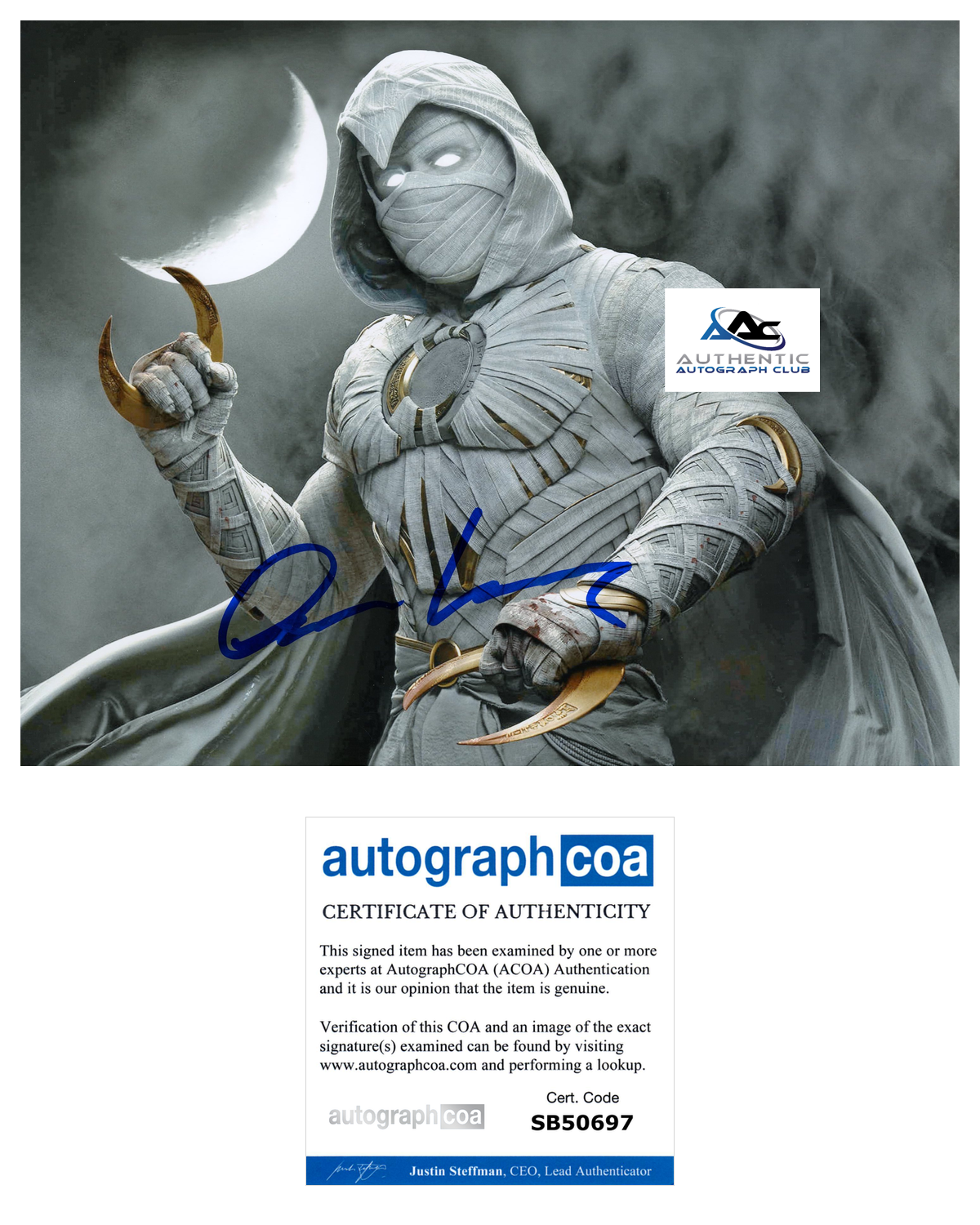 OSCAR ISAAC AUTOGRAPH SIGNED 8X10 PHOTO MOON KNIGHT MARVEL ACOA