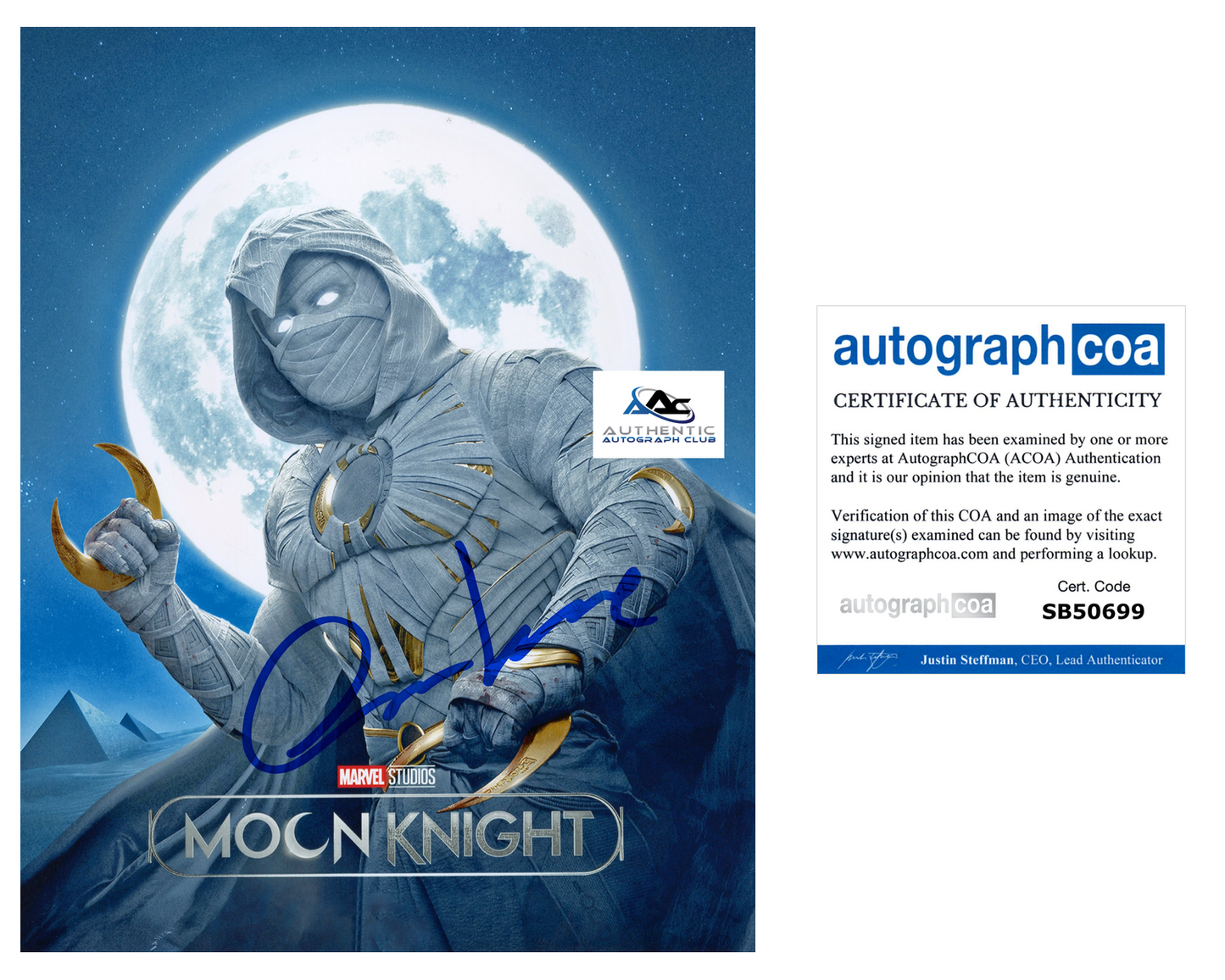 OSCAR ISAAC AUTOGRAPH SIGNED 8X10 PHOTO MOON KNIGHT MARVEL ACOA