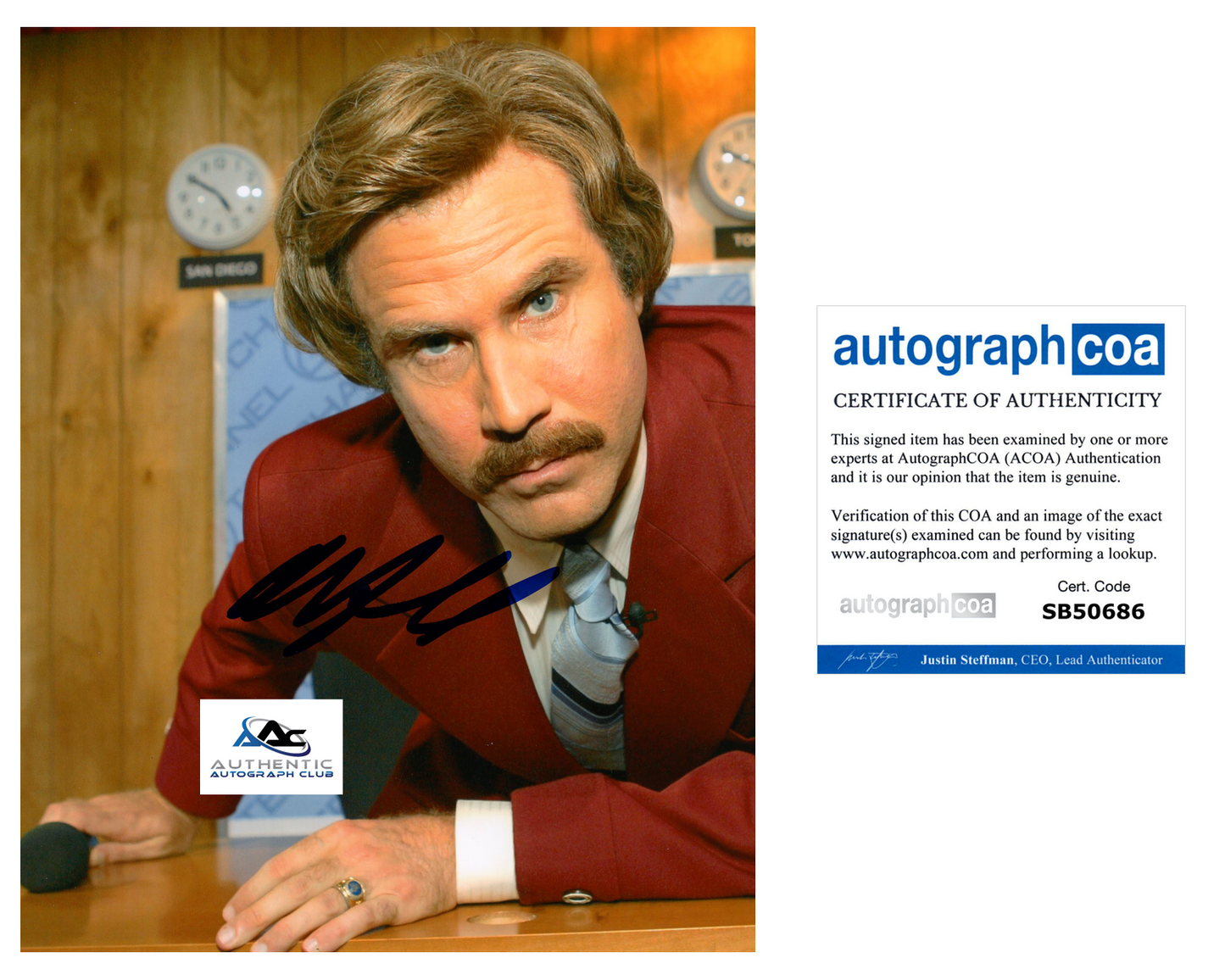 WILL FERRELL AUTOGRAPH SIGNED 8x10 PHOTO ELF ANCHORMAN ACOA