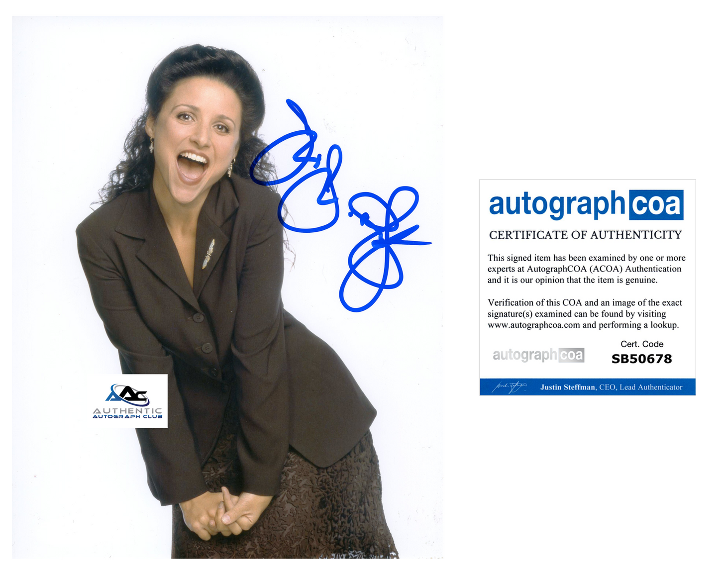 JULIA LOUIS DREYFUS AUTOGRAPH SIGNED 8x10 PHOTO ELAINE SEINFELD VEEP ACOA