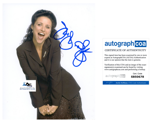 JULIA LOUIS DREYFUS AUTOGRAPH SIGNED 8x10 PHOTO ELAINE SEINFELD VEEP ACOA