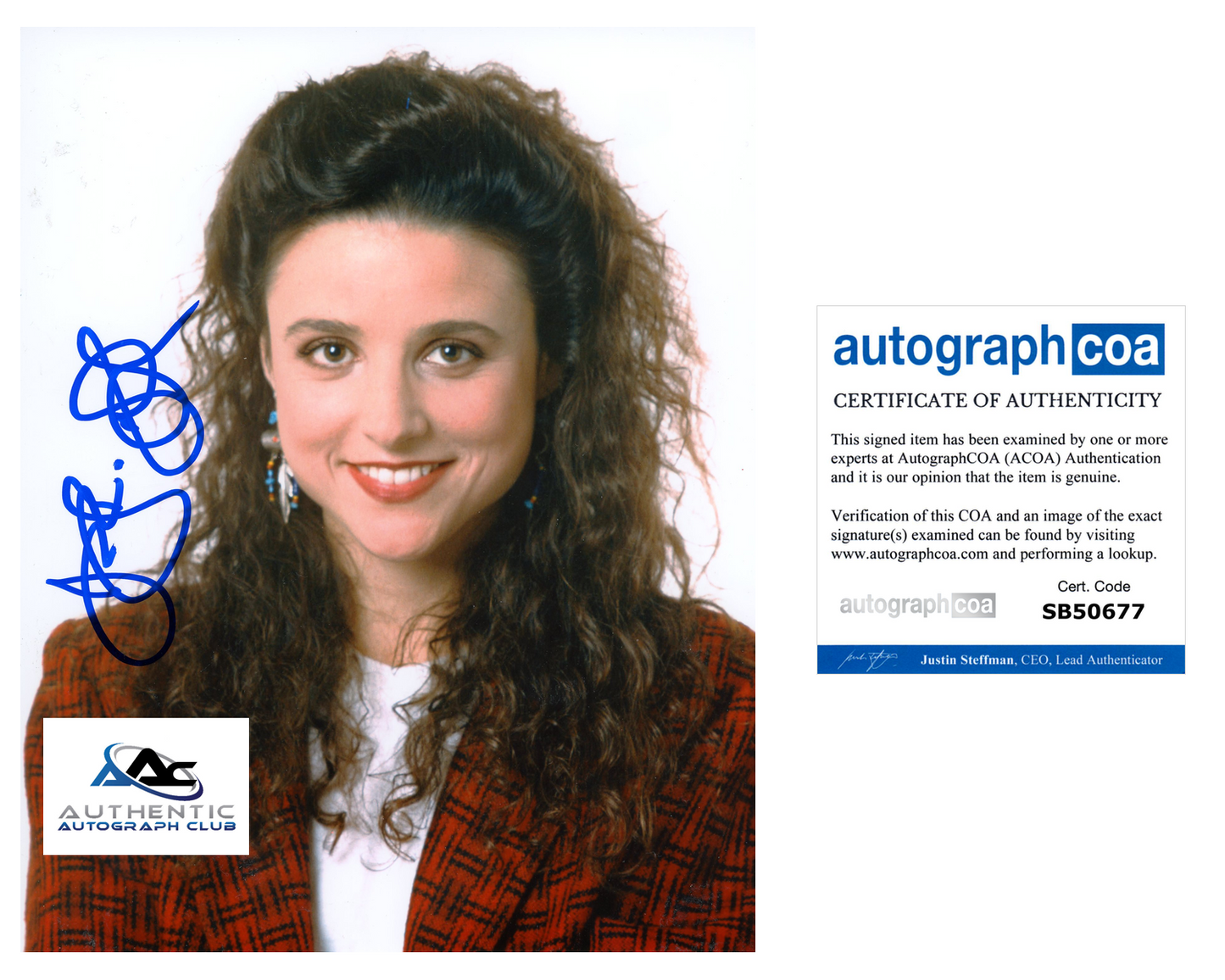 JULIA LOUIS DREYFUS AUTOGRAPH SIGNED 8x10 PHOTO ELAINE SEINFELD VEEP ACOA