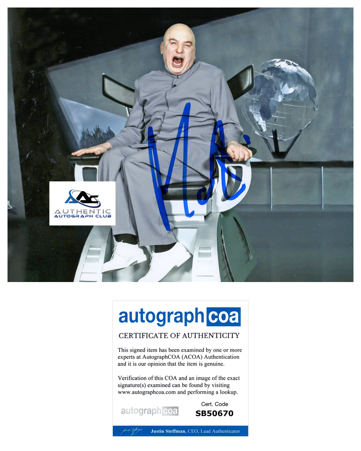 MIKE MYERS AUTOGRAPH SIGNED 8x10 PHOTO AUSTIN POWERS ACOA