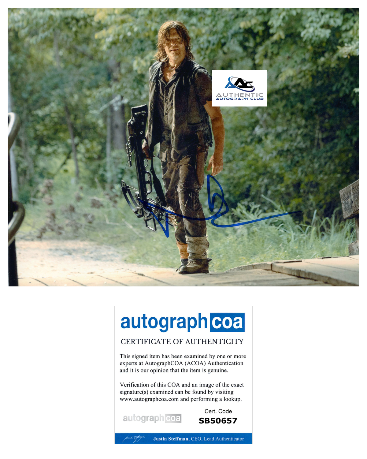 NORMAN REEDUS WALKING DEAD DARYL DIXON AUTOGRAPH SIGNED 8X10 PHOTO ACOA