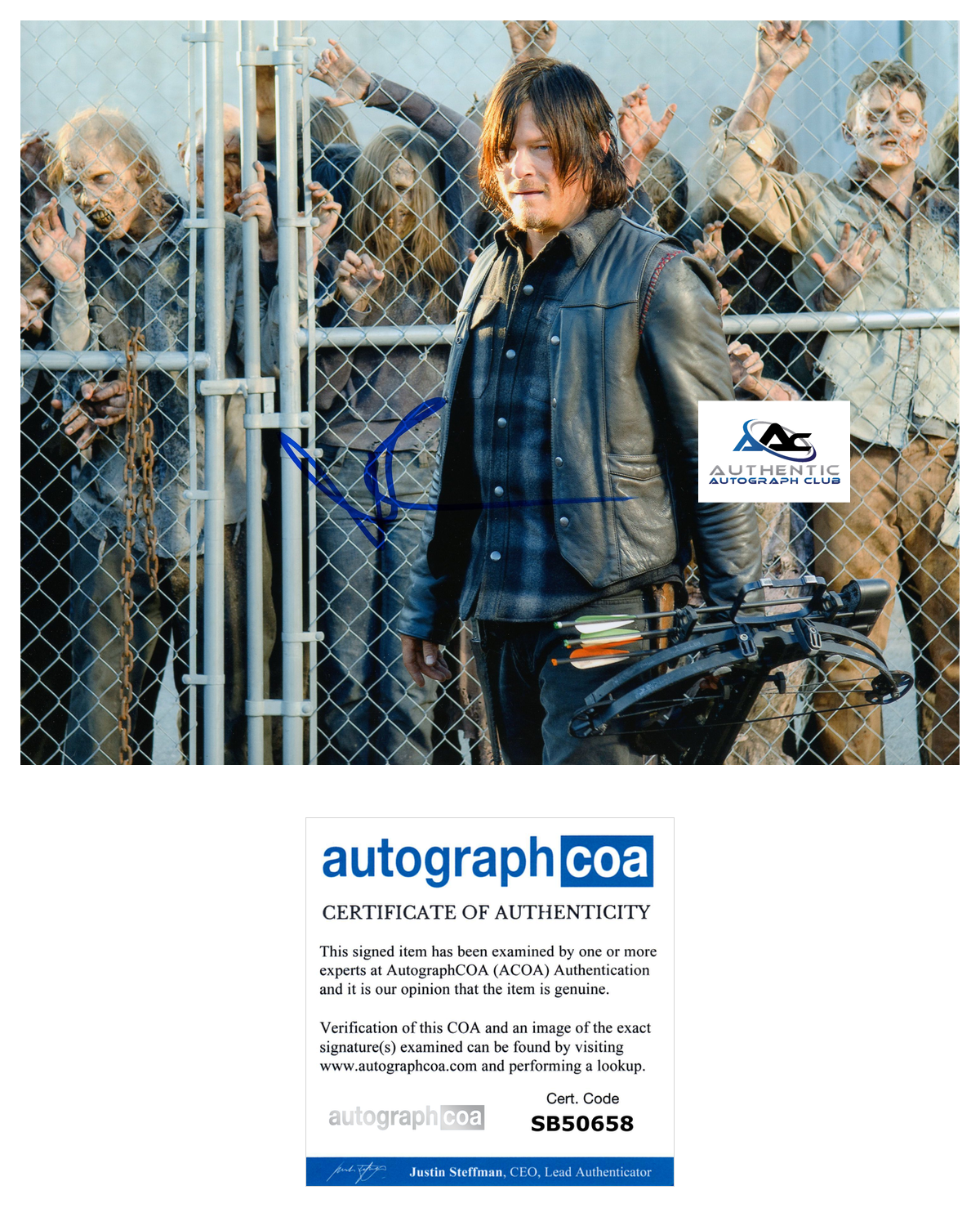 NORMAN REEDUS WALKING DEAD DARYL DIXON AUTOGRAPH SIGNED 8X10 PHOTO ACOA