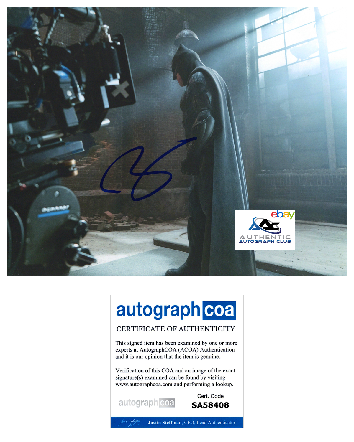 BEN AFFLECK AUTOGRAPH SIGNED 8x10 PHOTO BATMAN JUSTICE LEAGUE ACOA