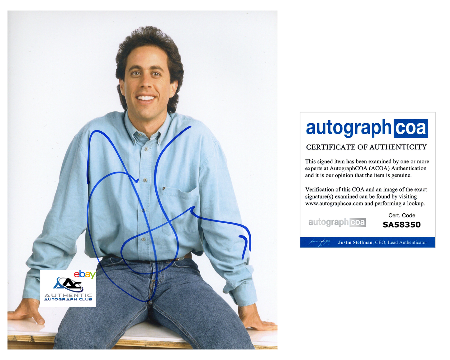 JERRY SEINFELD AUTOGRAPH SIGNED 8X10 PHOTO ACOA