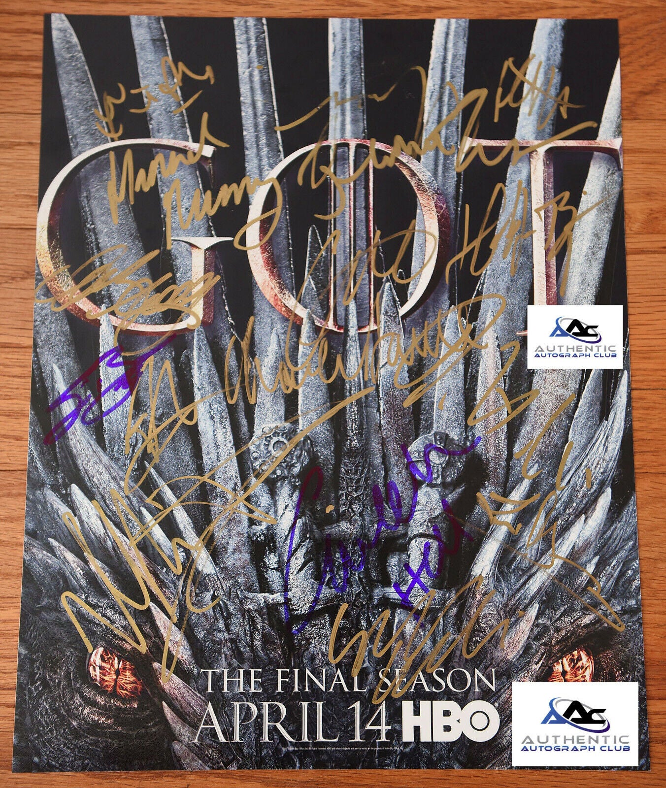 GAME OF THRONES CAST AUTOGRAPH SIGNED 11x14 PHOTO 15 SIGNATURES COA