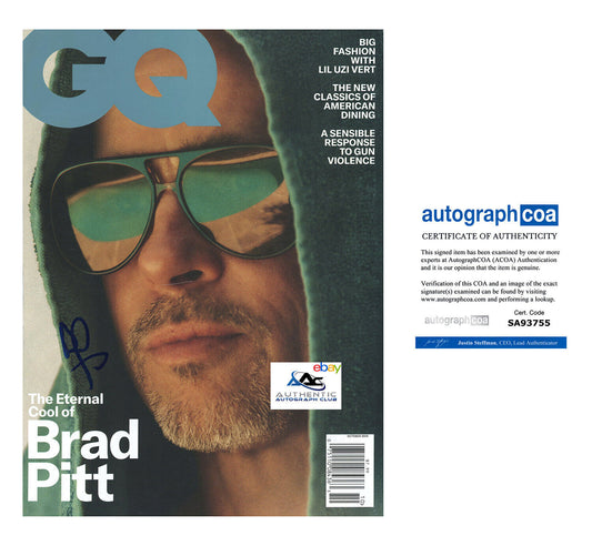 BRAD PITT AUTOGRAPH SIGNED GQ MAGAZINE ACOA COA