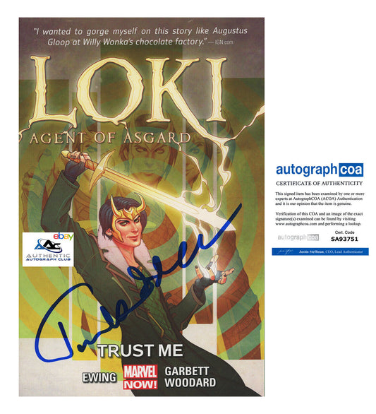 TOM HIDDLESTON AUTOGRAPH SIGNED LOKI AGENT OF ASGARD COMIC BOOK MARVEL THOR ACOA