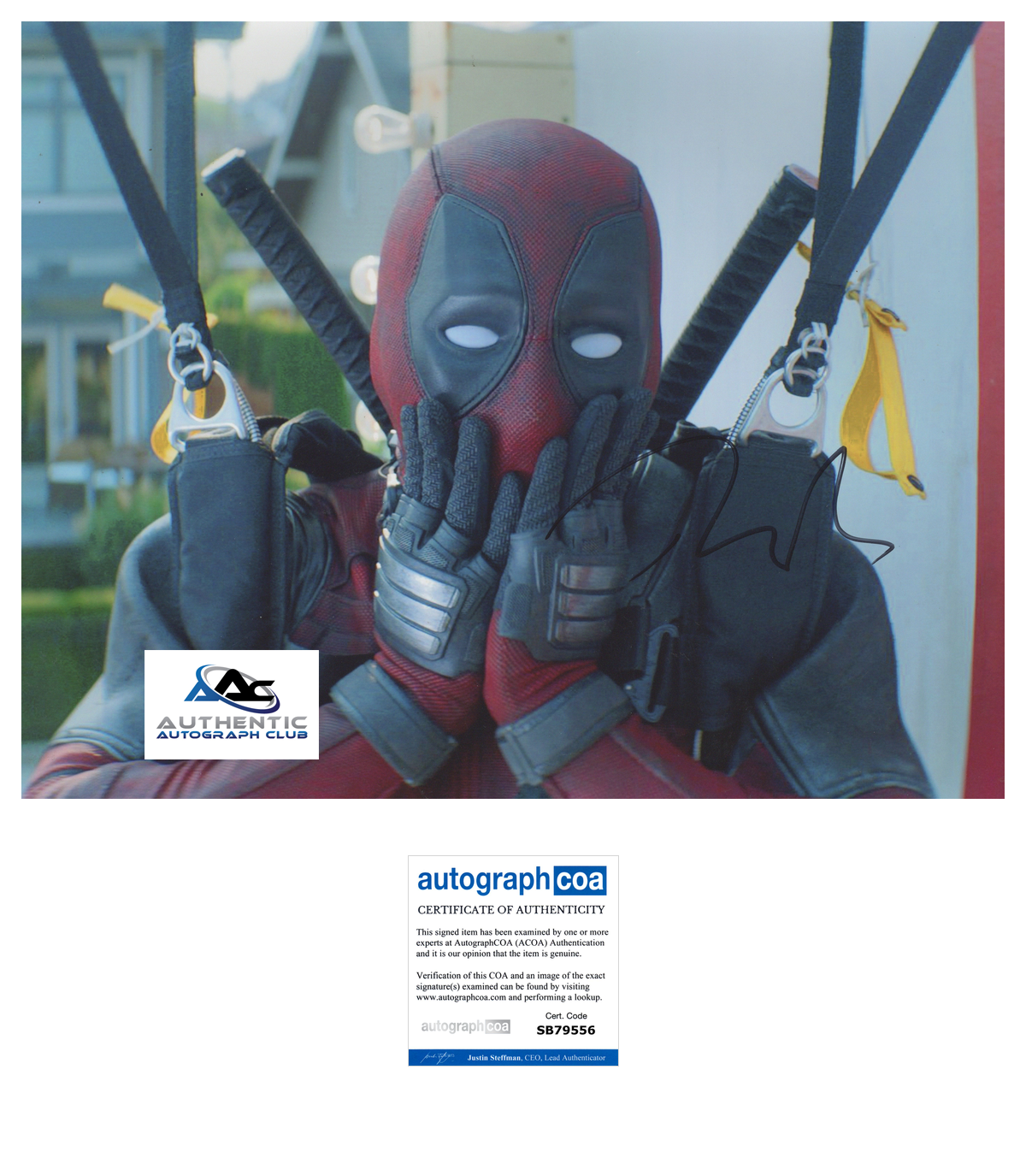 RYAN REYNOLDS AUTOGRAPH SIGNED 11x14 PHOTO MARVEL DEADPOOL ACOA