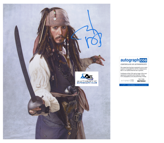 JOHNNY DEPP AUTOGRAPH SIGNED 11X14 PHOTO PIRATES OF CARIBBEAN JACK SPARROW ACOA