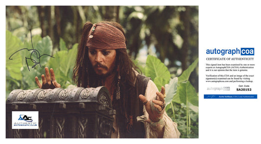 JOHNNY DEPP AUTOGRAPH SIGNED 12X18 PHOTO PIRATES OF THE CARIBBEAN ACOA