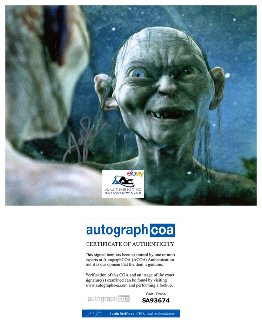 ANDY SERKIS AUTOGRAPH SIGNED 8x10 PHOTO GOLLUM SMEAGOL LORD OF THE RINGS ACOA