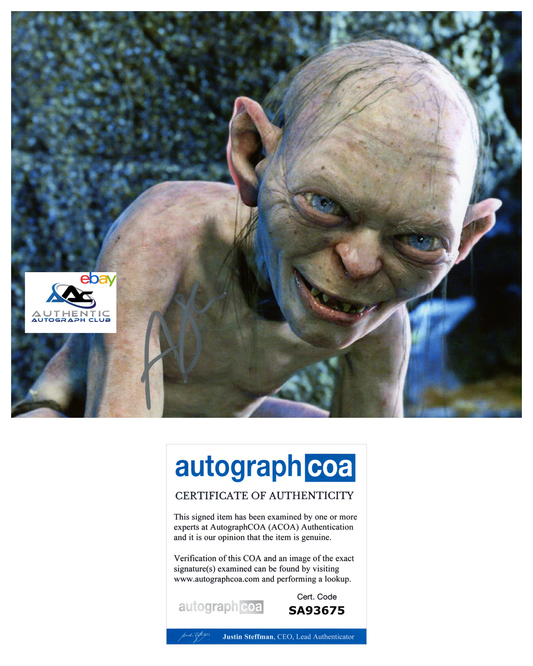 ANDY SERKIS AUTOGRAPH SIGNED 8x10 PHOTO GOLLUM SMEAGOL LORD OF THE RINGS ACOA