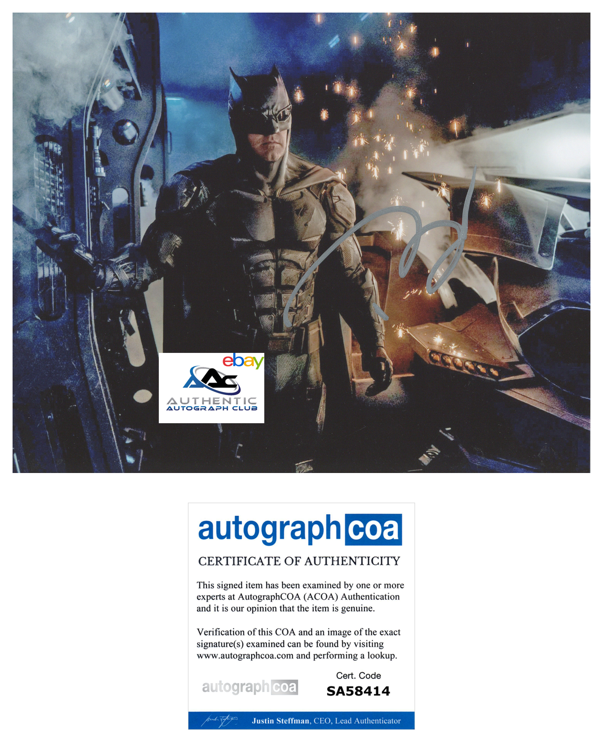 BEN AFFLECK AUTOGRAPH SIGNED 8x10 PHOTO BATMAN JUSTICE LEAGUE ACOA