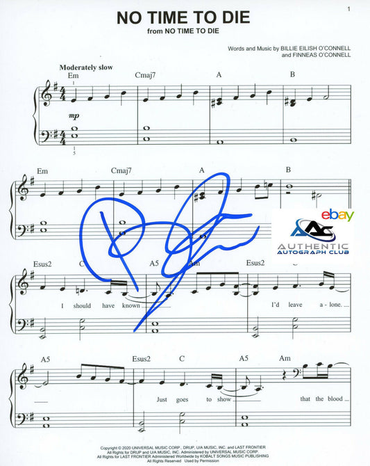 BILLIE EILISH AUTOGRAPH SIGNED SHEET MUSIC NO TIME TO DIE SINGER ACOA COA