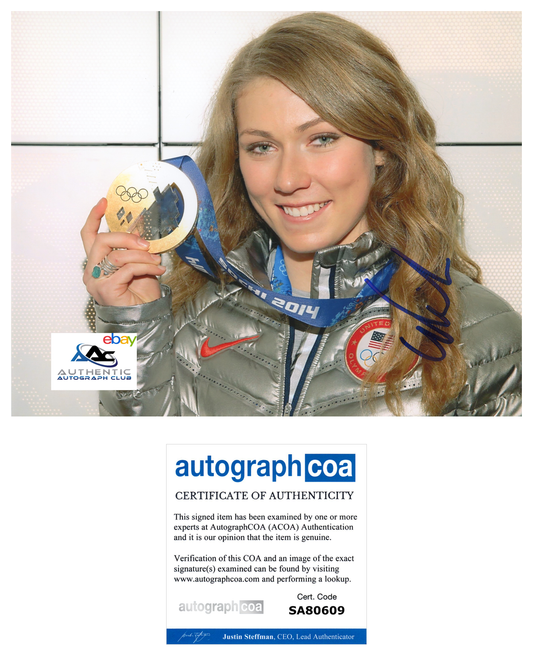 MIKAELA SHIFFRIN AUTOGRAPH SIGNED 8x10 PHOTO USA OLYMPICS SKIER GOLD WINNER ACOA