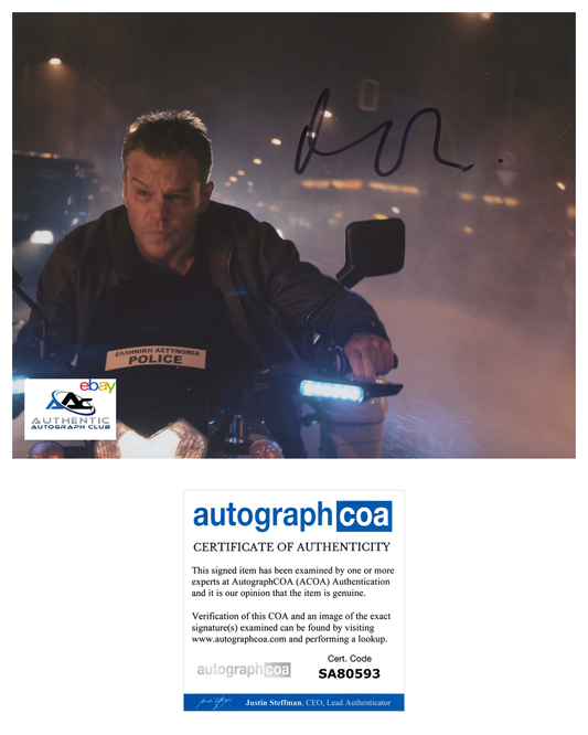 MATT DAMON AUTOGRAPH SIGNED 8x10 PHOTO JASON BOURNE ACOA