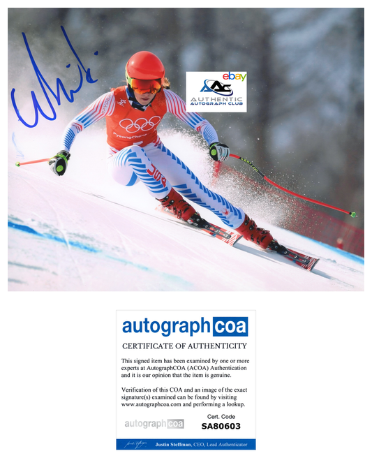 MIKAELA SHIFFRIN AUTOGRAPH SIGNED 8x10 PHOTO USA OLYMPICS SKIER GOLD WINNER ACOA