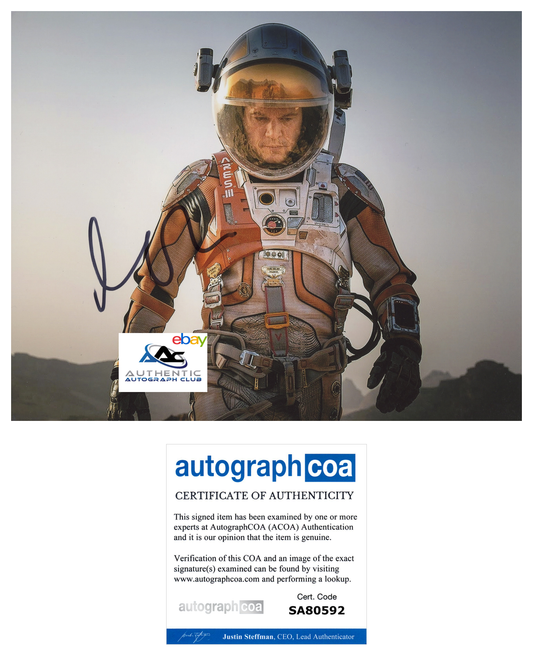 MATT DAMON AUTOGRAPH SIGNED 8x10 PHOTO THE MARTIAN ACOA