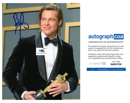 BRAD PITT AUTOGRAPH SIGNED 8x10 PHOTO OSCAR ACADEMY AWARD WINNER ACOA COA