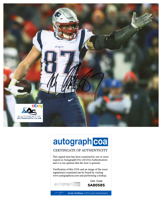 ROB GRONKOWSKI AUTOGRAPH SIGNED 8x10 PHOTO PATRIOTS FOOTBALL ACOA