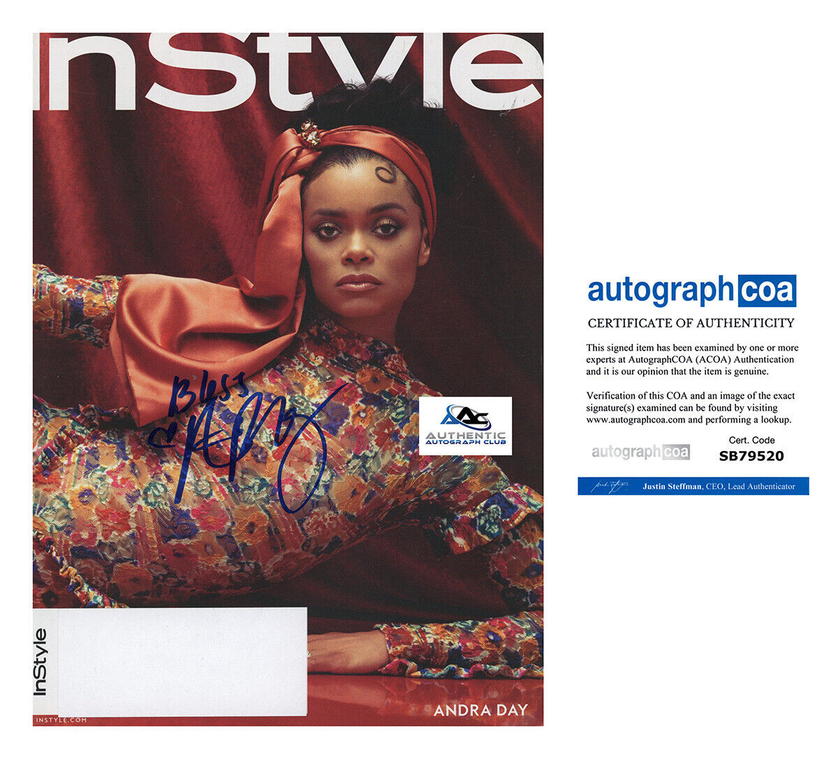 ANDRA DAY AUTOGRAPH SIGNED INSTYLE MAGAZINE ACOA