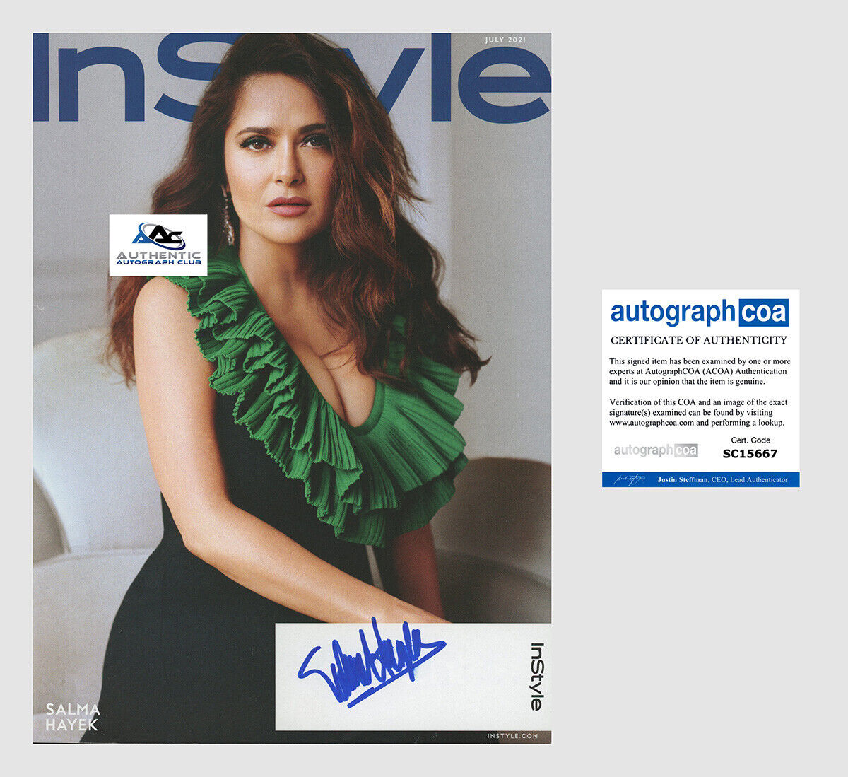 SALMA HAYEK AUTOGRAPH SIGNED INSTYLE MAGAZINE ACOA