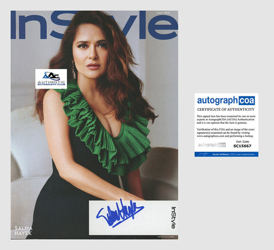 SALMA HAYEK AUTOGRAPH SIGNED INSTYLE MAGAZINE ACOA