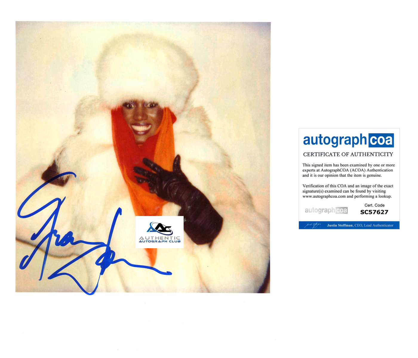 GRACE JONES AUTOGRAPH SIGNED 8X10 PHOTO ANDY WARHOL ACOA