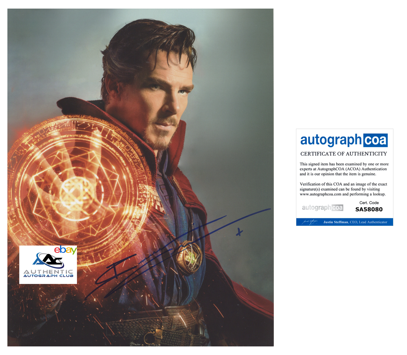 BENEDICT CUMBERBATCH AUTOGRAPH SIGNED 11x14 PHOTO DR DOCTOR STRANGE MARVEL ACOA