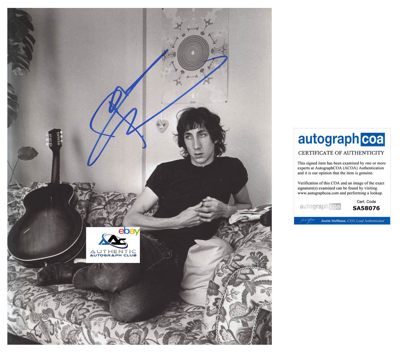 PETE TOWNSHEND AUTOGRAPH SIGNED 11x14 PHOTO THE WHO GUITARIST ACOA COA