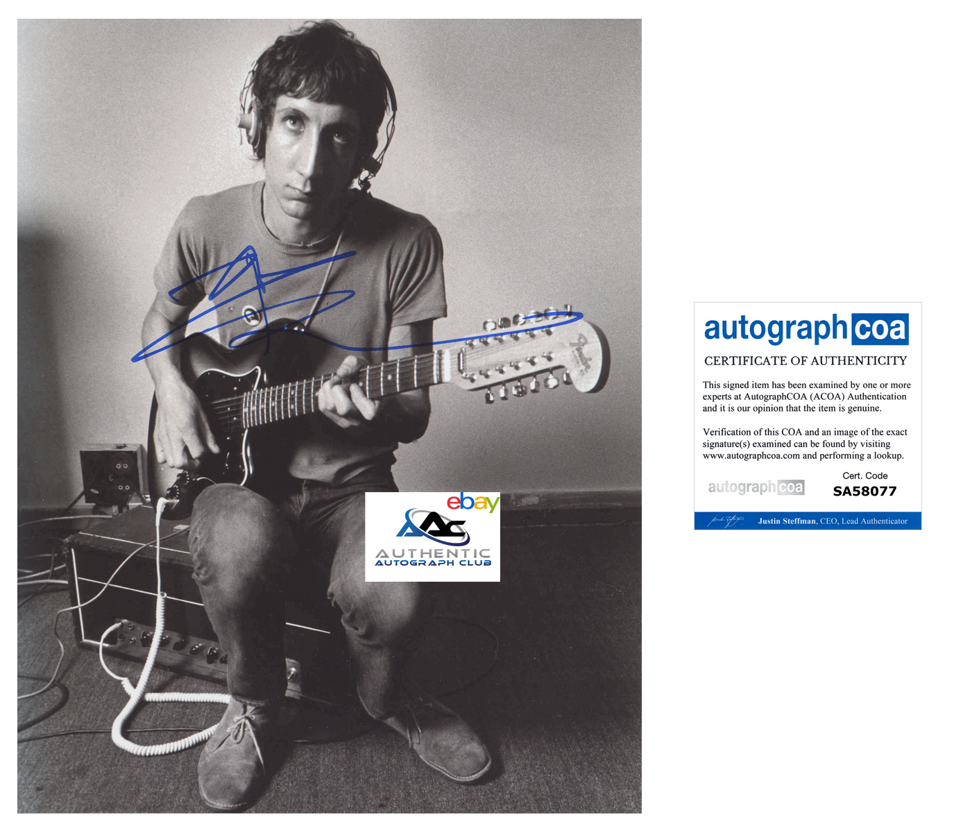 PETE TOWNSHEND AUTOGRAPH SIGNED 11x14 PHOTO THE WHO GUITARIST ACOA COA