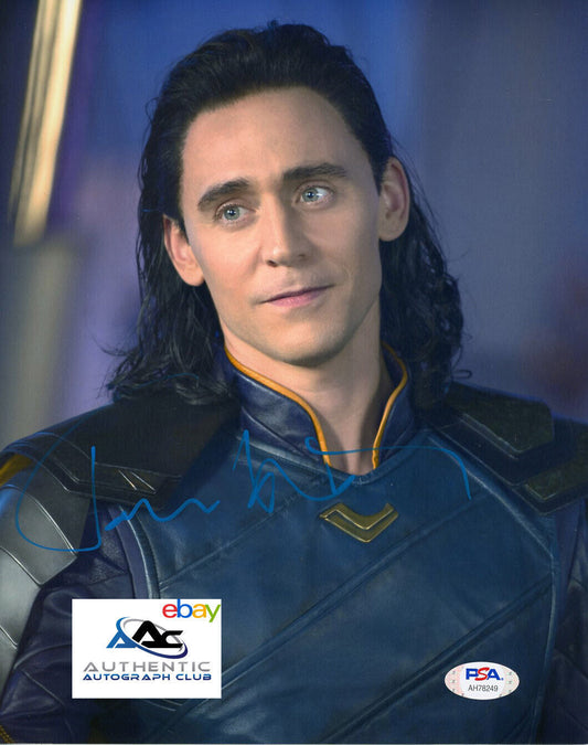 TOM HIDDLESTON AUTOGRAPH SIGNED 8X10 PHOTO LOKI THOR RAGNAROK AVENGERS PSA