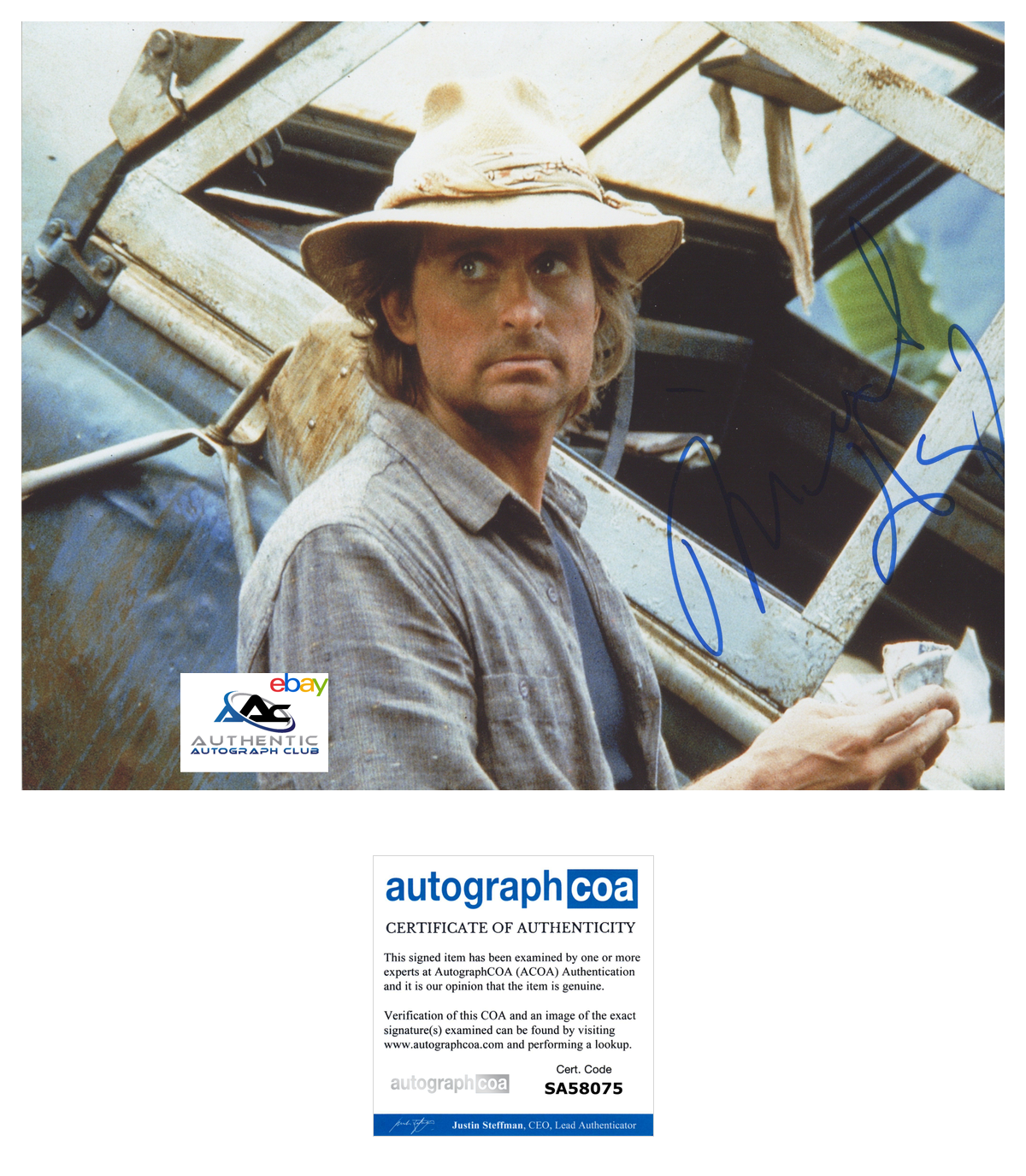 MICHAEL DOUGLAS AUTOGRAPH SIGNED 11x14 PHOTO ROMANCING THE STONE ACOA COA